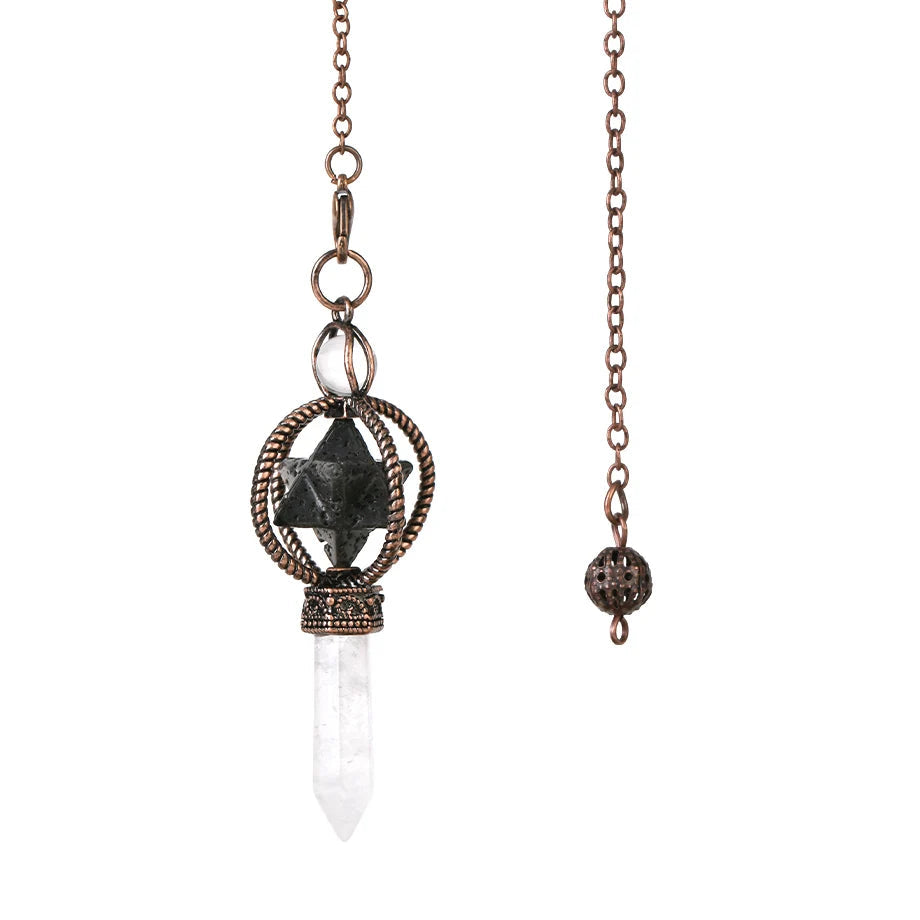 Necklace with crystal pendant and chain on a white background