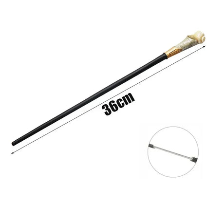 Black riding crop with gold handle and decorative tip on a white background, showing measurement '36cm'.
