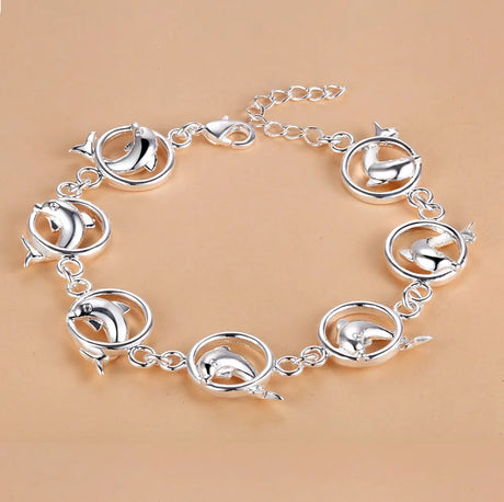 Pulsera de cadena con forma de corazón de plata de ley 925