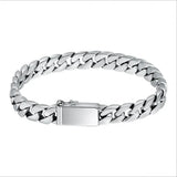 Silver chain bracelet on a white background