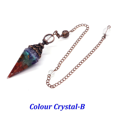 Color crystal pendant on a chain with 'Colour Crystal-B' text