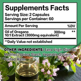 Supplement label with oil of oregano extract and green background