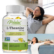 Pslalae L-Theanine supplement bottle with a woman relaxing and another by water