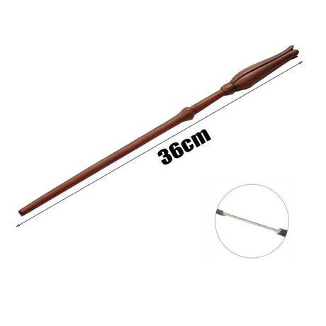 Brown staff with measurement label on a white background