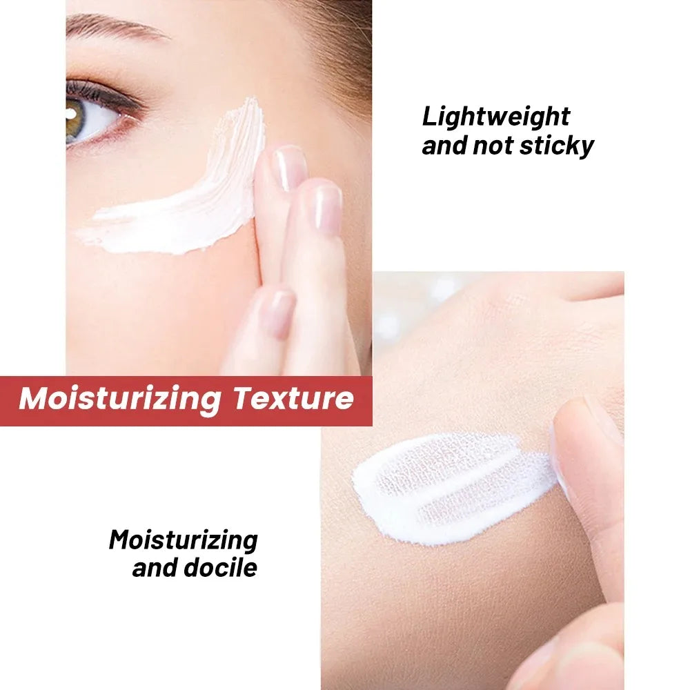Close-up of skin with moisturizing cream application, highlighting texture and stickiness.