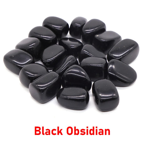 Black obsidian stones on a white background with 'Black Obsidian' text.