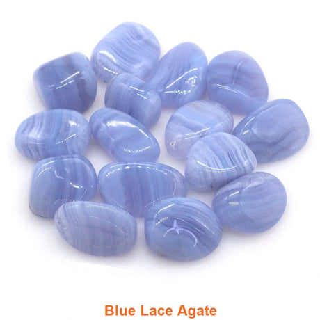 Blue lace agate stones on a white background