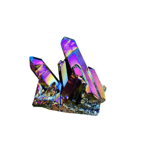Multicolored crystal formation on a white background