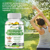 Bottle of Xemenry Astragalus supplement with a person exercising outdoors.