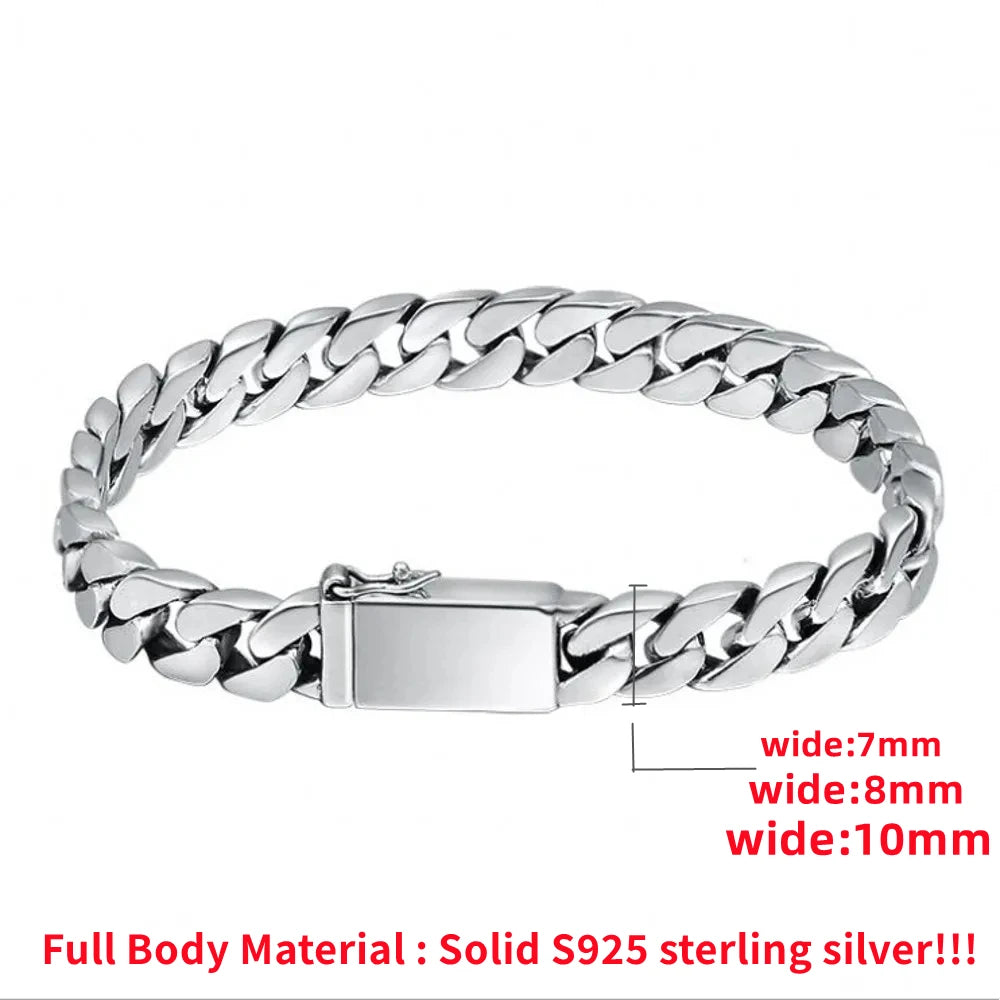 Silver chain bracelet with measurement details on a white background
