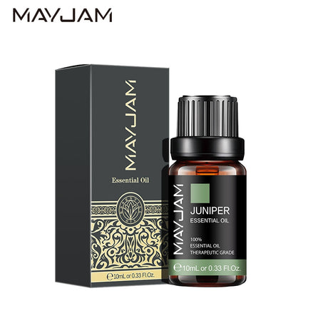 MayJam Juniper essential oil bottle and packaging on a white background