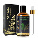 MayJam Coconut & Vanilla fragrance oil bottle with packaging on a white background