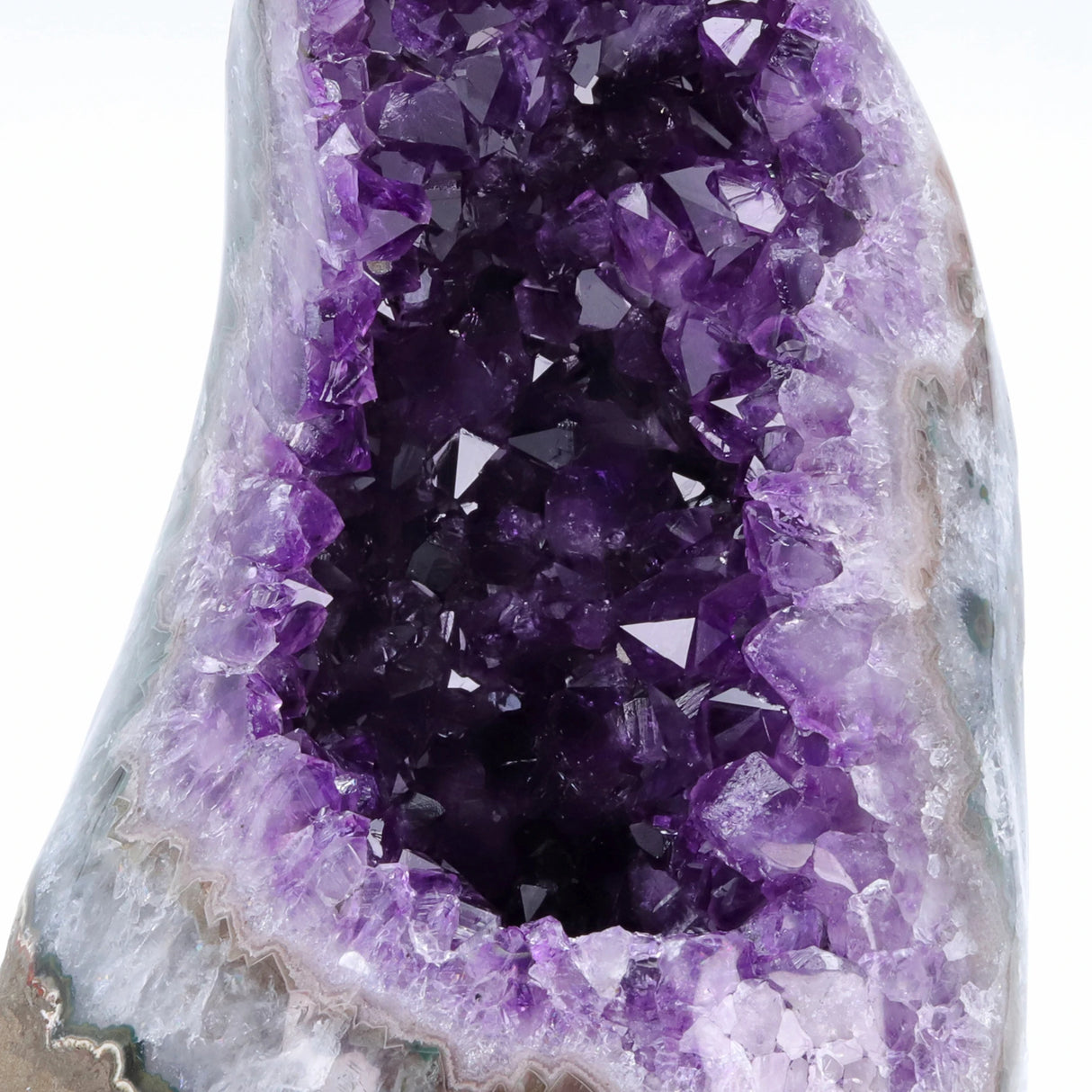 Close-up of a purple crystal geode with clear background