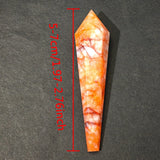 Marbled stone tool with measurements on a dark gray background