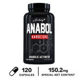 Black supplement bottle labeled 'Anabol Hardcore' by Airboy on a white background