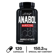 Black supplement bottle labeled 'Anabol Hardcore' by Airboy on a white background