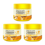 Three jars of Turmeric + Vitamin C Face Cream on a white background