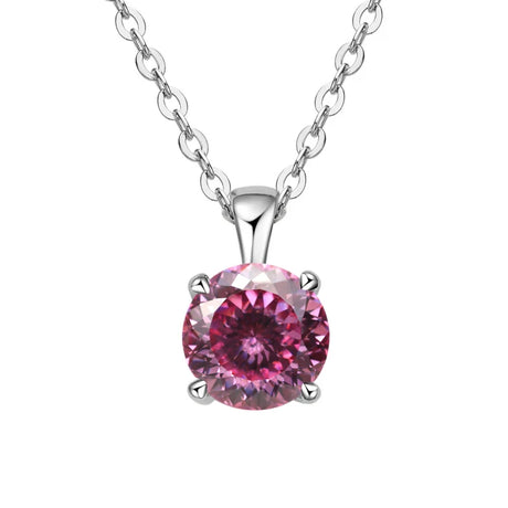 Pink gemstone necklace on a white background