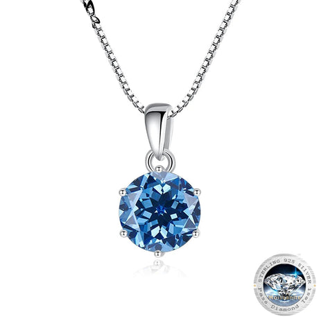 Blue gemstone pendant necklace with 'Butterflykiss' branding on a white background