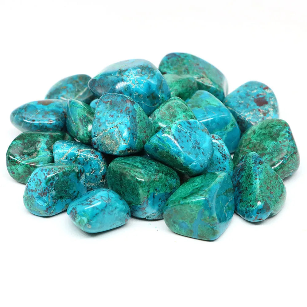 Turquoise stones on a white background