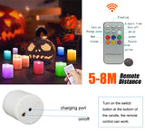 Color-changing LED candles with remote control and Halloween-themed setup