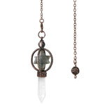 Necklace with crystal pendant and chain on a white background