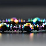 Multicolored beaded bracelet on a dark background