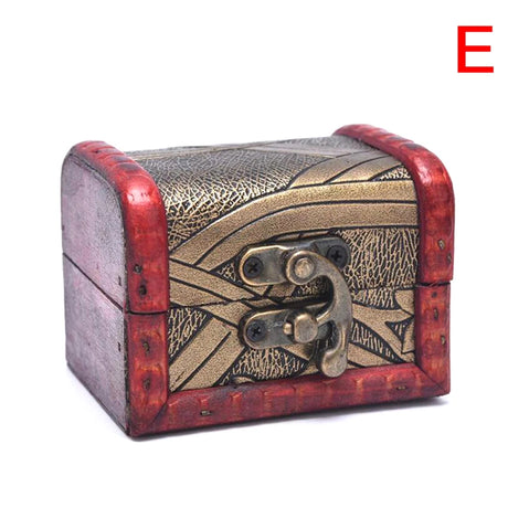 Decorative wooden box with metallic accents and a锁on a white background