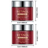 Two containers of Youngcome Retinol Face Cream with dimensions indicated.