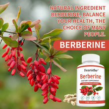Berberine 2000mg Capsules supplement for cardiovascular support, with botanical Berberis plant imagery.