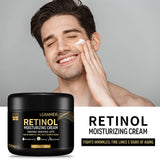 Man applying retinol moisturizing cream to his face with LGamer product displayed.