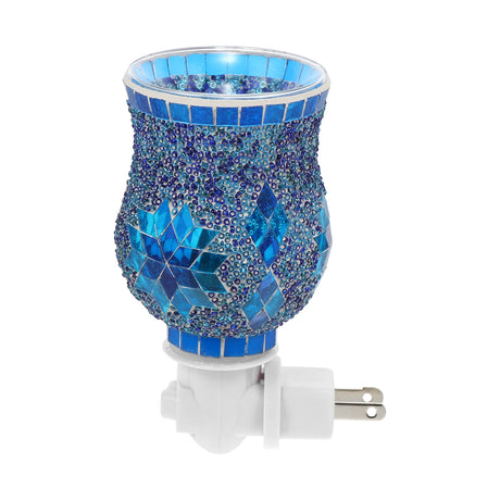 Blue mosaic night light on a white background
