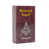 Masonic Tarot card set packaging with Masonic symbols on a white background