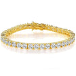Gold bracelet with clear gemstones on a white background