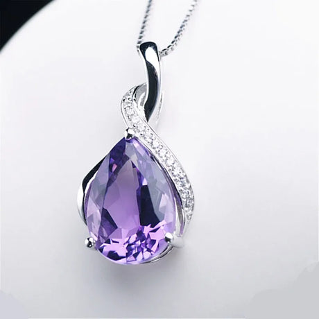 925 Sterling Silver Amethyst & Aquamarine Pendant