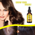 Woman with long, wavy hair next to a bottle of '7 Days' eelhoe essential oil with text 'Grow Your Bread'.