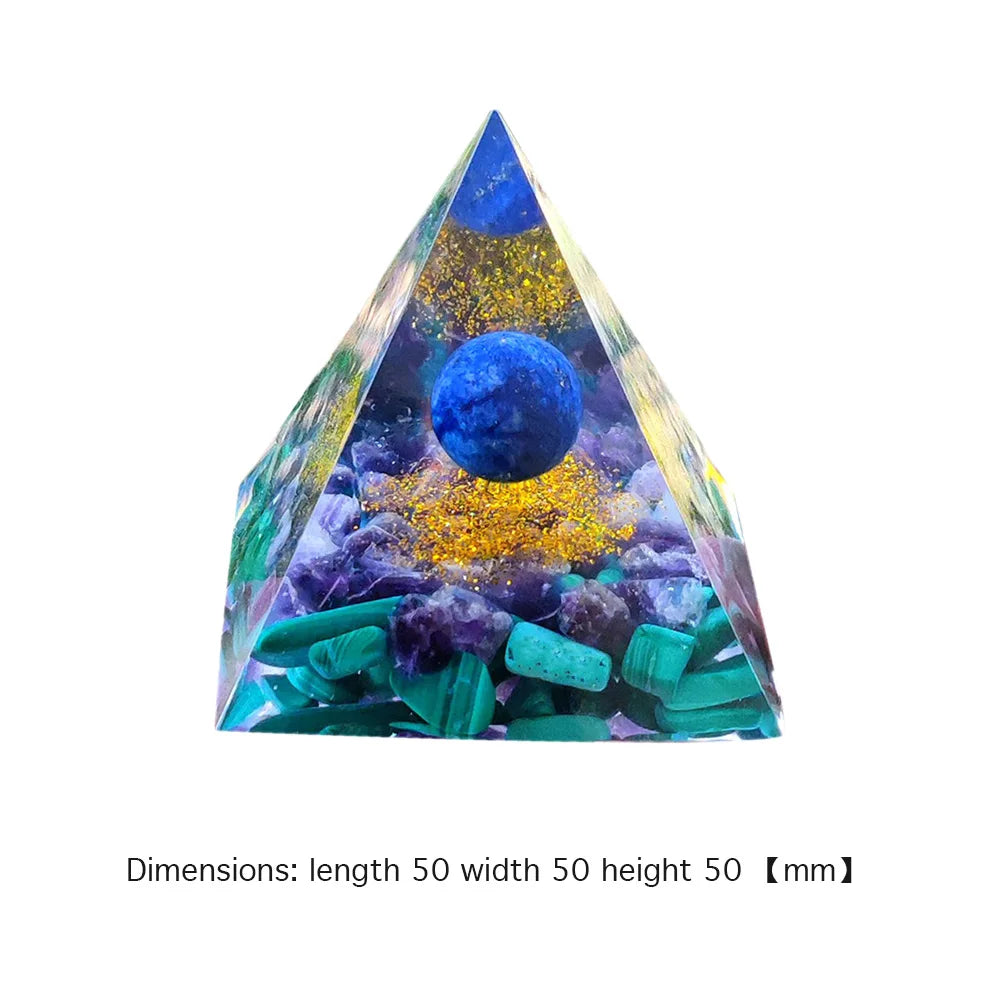 Triangular pyramid with colorful interior on a white background