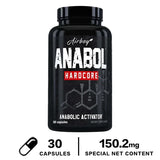 Black supplement bottle labeled 'Anabol Hardcore' by Airboy on a white background