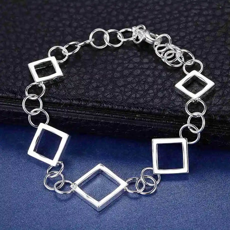 Pulsera de cadena con forma de corazón de plata de ley 925