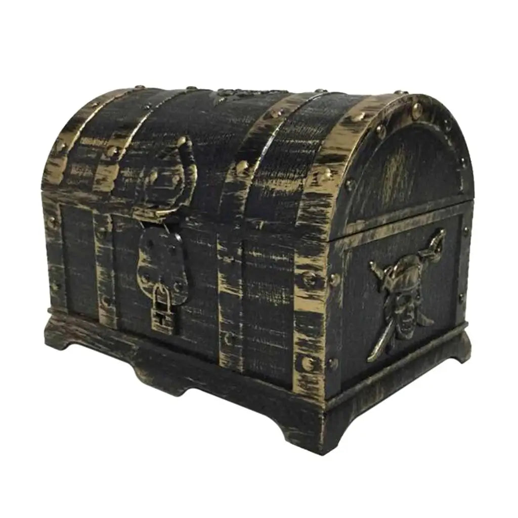 Decorative pirate-style treasure chest with a skull emblem on a white background