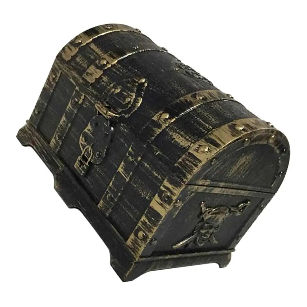 Decorative black and gold barrel-shaped box on a white background