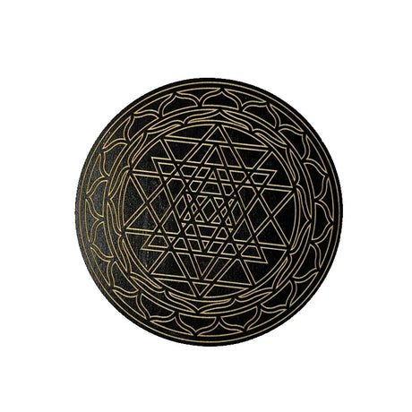 Circular design with a geometric pattern on a black background