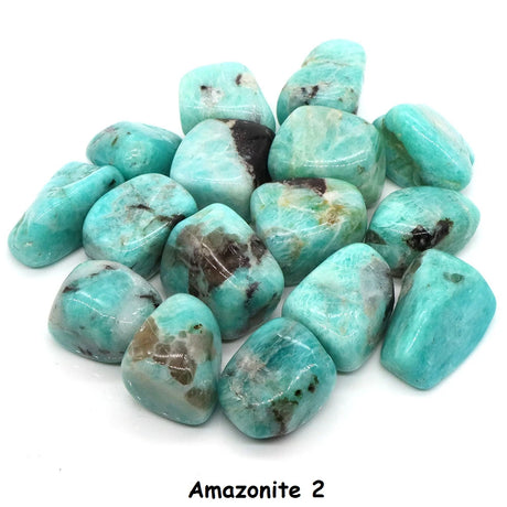 Turquoise Amazonite stones on a white background