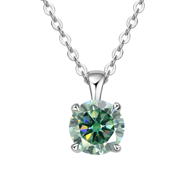 Green gemstone necklace on a white background