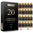 MayJam 20-piece premium quality plant essential oil set with black packaging and small bottles.