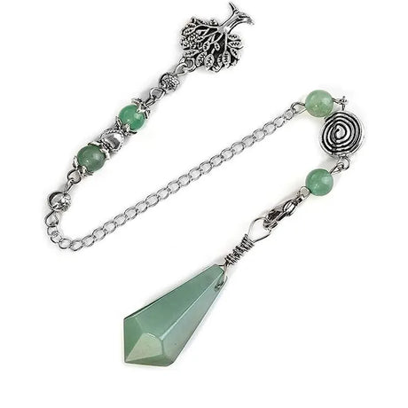 Bracelet with green beads and silver chain on a white background