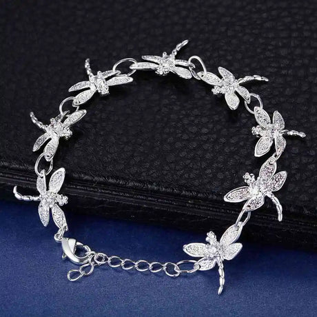 Pulsera de cadena con forma de corazón de plata de ley 925