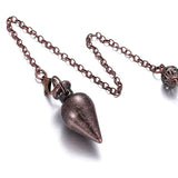 Metallic pendant necklace on a white background