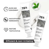 Two tubes of Nano Hydroxyapatite Toothpaste with text highlighting its benefits on a white background.