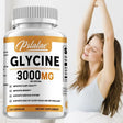 Pslalae Glycine 3000mg supplement bottle with a woman stretching in the background